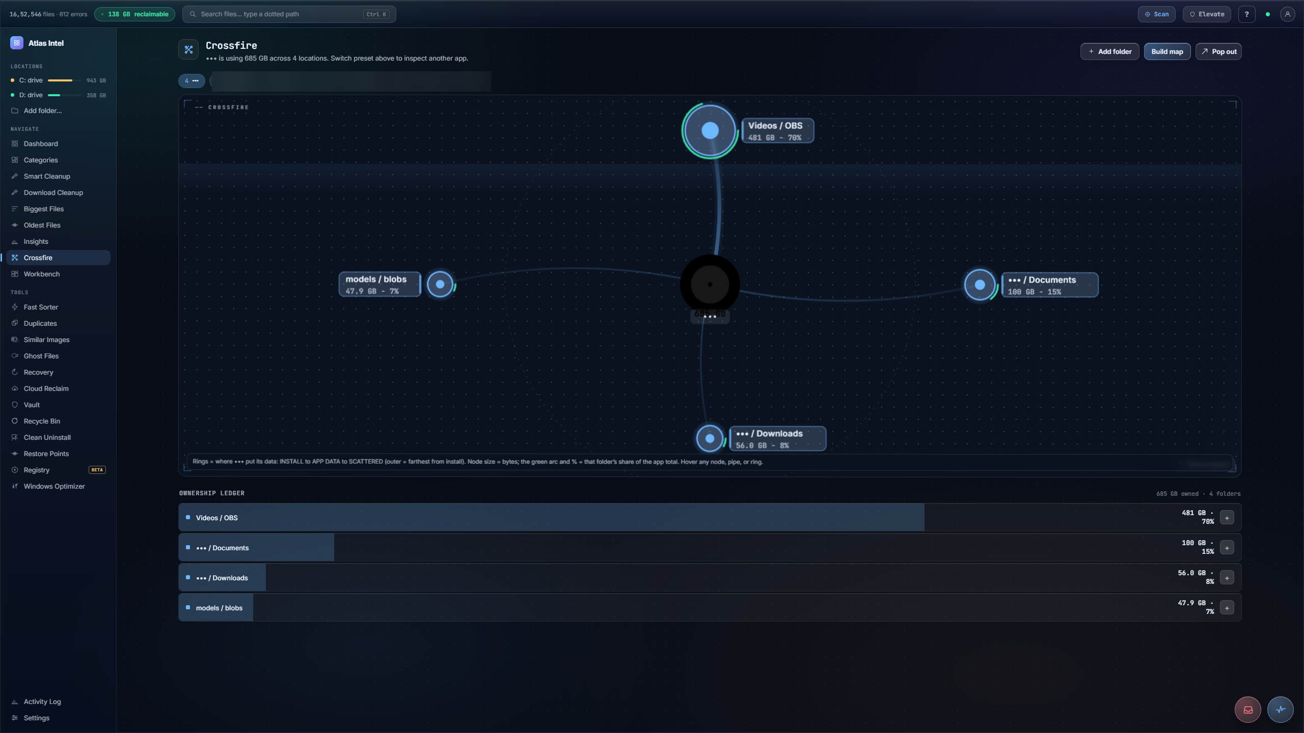 Crossfire inside Atlas Intel, real capture with personal data blurred